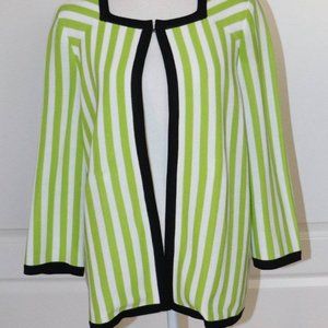 MISOOK Gloria Green White Striped Square Necked Cardigan Jacket Size M